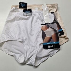 Vintage Bali Light Control Briefs Shapewear Tummy Smoothing White & Beige Sz XL